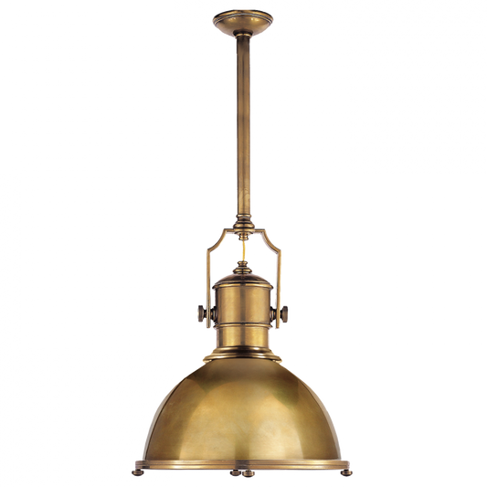 Country Industrial Pendant, 1-Light, Antique Burnished Brass, Antique Brass Shade, 19.5"W (CHC 5136AB-AB 25T5H)