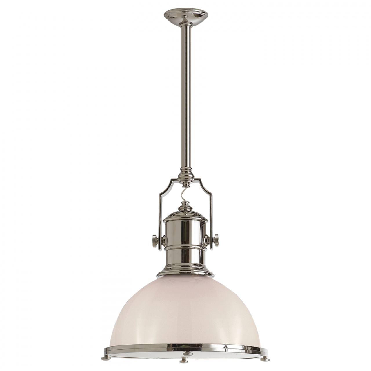 Country Industrial Large Pendant, 1-Light, Polished Nickel, Over All Height 59" (CHC 5136PN-WG 25T60)