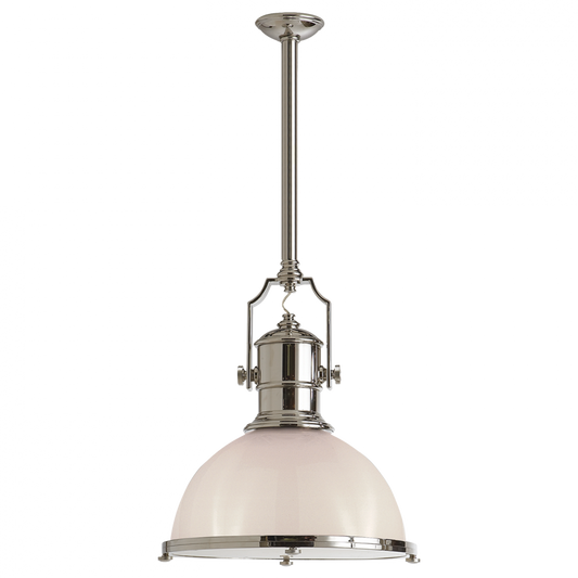 Country Industrial Large Pendant, 1-Light, Polished Nickel, Over All Height 59" (CHC 5136PN-WG 25T60)