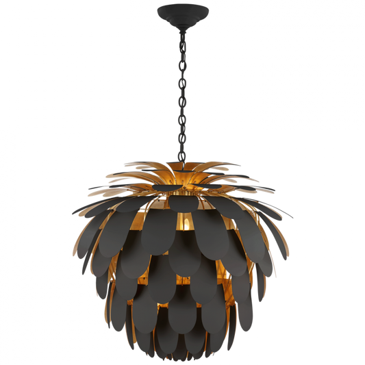 Cynara Chandelier, 6-Light, Matte Black, Gild, 36.5"W (CHC 5158MBK/G CM11X)