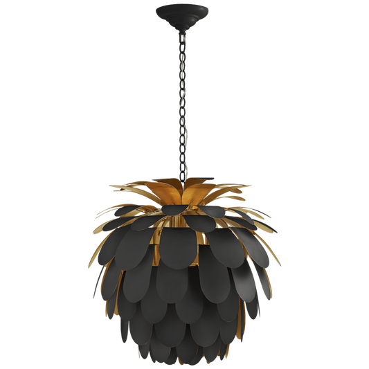 Cynara Chandelier, 1-Light, Matte Black, Gild, 22.5"W (CHC 5165MBK/G CHYDH)