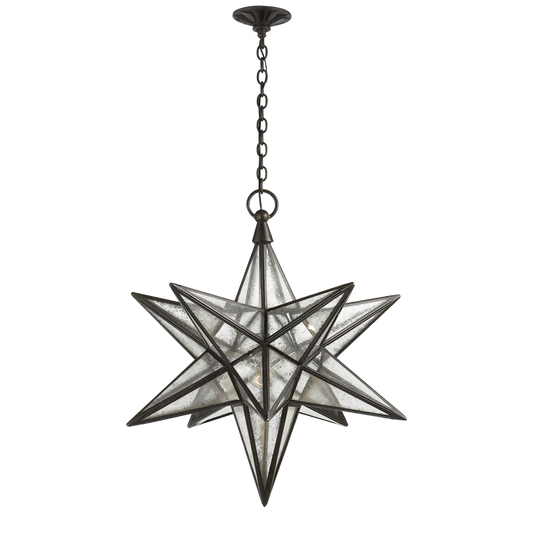 Moravian Star Pendant, 1-Light, Aged Iron, Antique Mirror Shade, 30"W (CHC 5212AI-AM 2MYH7)