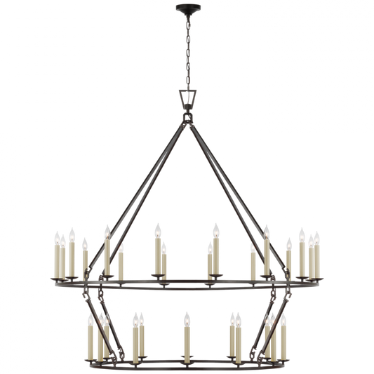 Darlana Oversized Two Tier Chandelier - Aged Iron