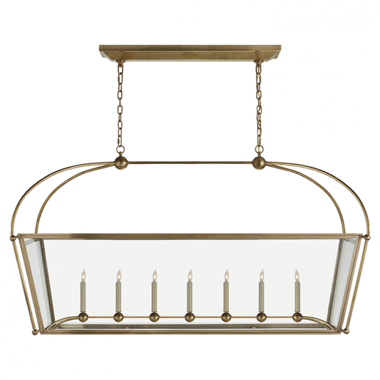 Riverside Linear Chandelier, 7-Light, Antique Burnished Brass, Clear Glass, 54"W (CHC 5438AB-CG 2V8MX)