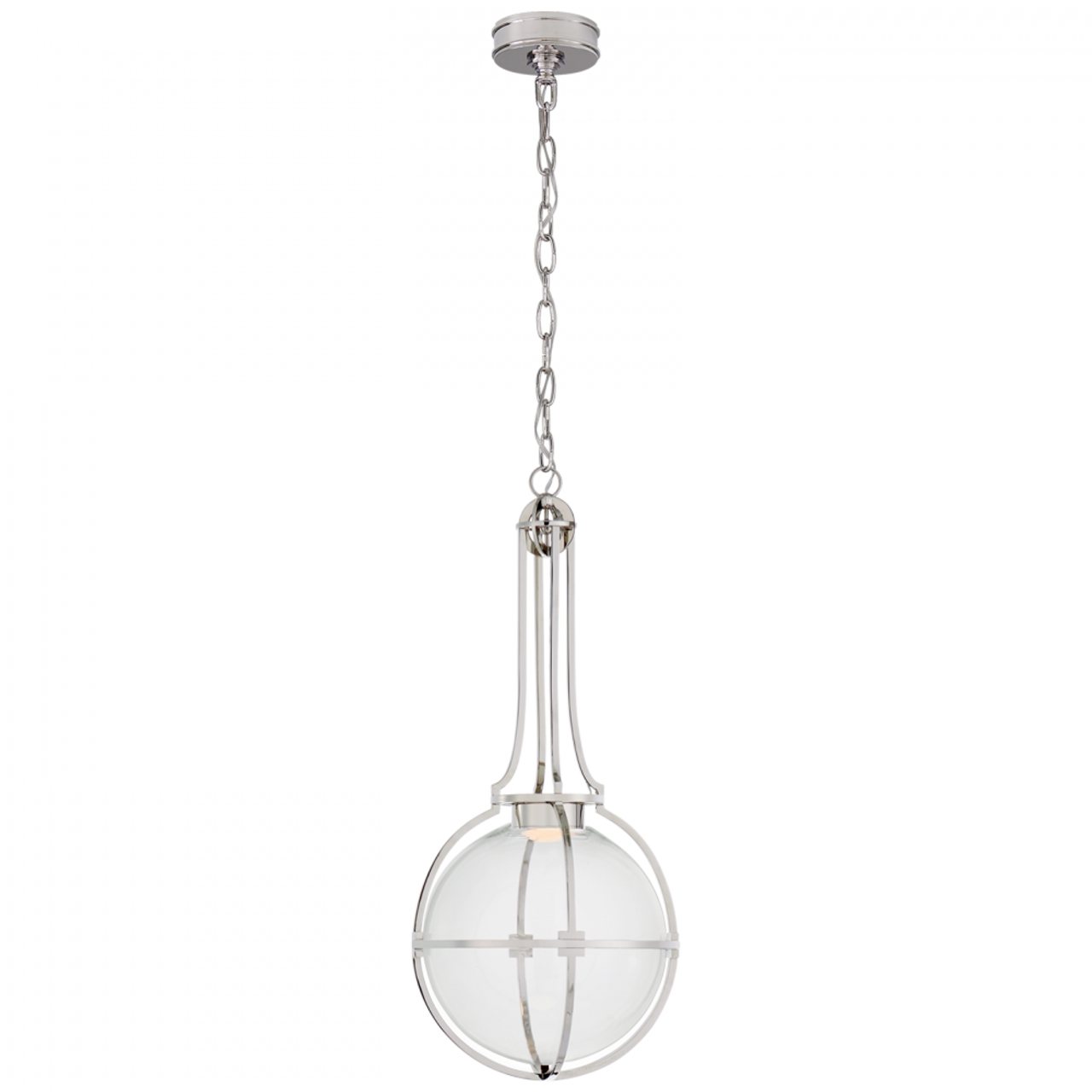 Gracie Pendant, Globe, LED, Polished Nickel, Clear Glass, 13"W (CHC 5478PN-CG CQ0R3)