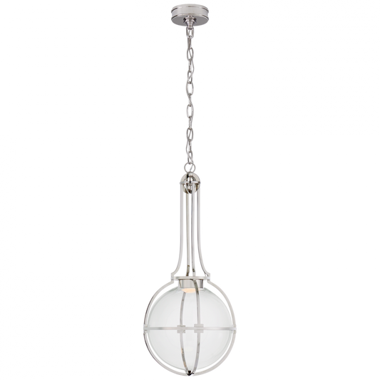 Gracie Pendant, Globe, LED, Polished Nickel, Clear Glass, 13"W (CHC 5478PN-CG CQ0R3)