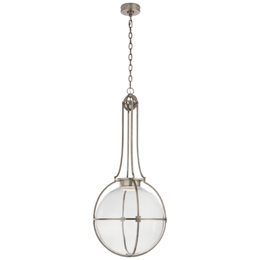 Gracie Pendant, Globe, LED, Antique Nickel, Clear Glass, 19.25"W (CHC 5479AN-CG CQ0R5)