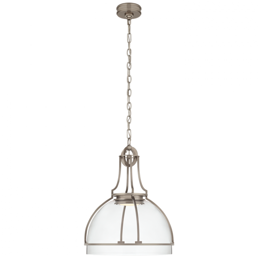 Gracie Pendant, Dome, LED, Antique Nickel, Clear Glass, 19"W (CHC 5482AN-CG CTXGY)