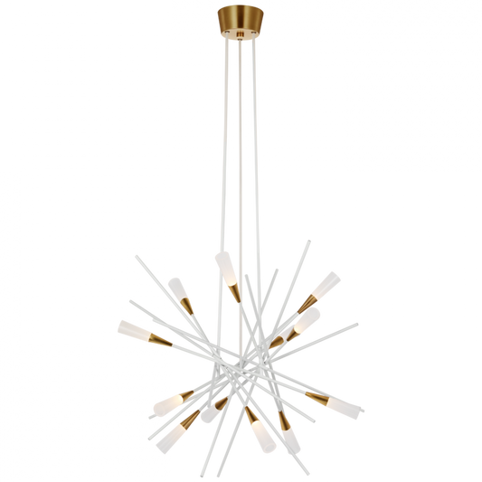 Stellar Medium Chandelier - Matte White and Antique Brass