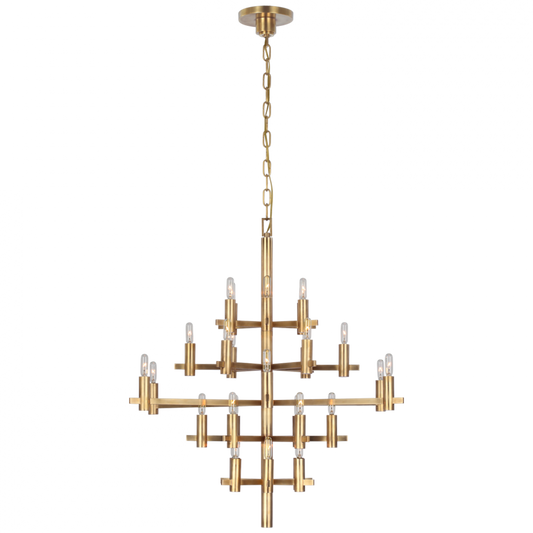 Sonnet Medium Chandelier, 30-Light, Antique-Burnished Brass, 32"W (CHC 5630AB CU1FK)