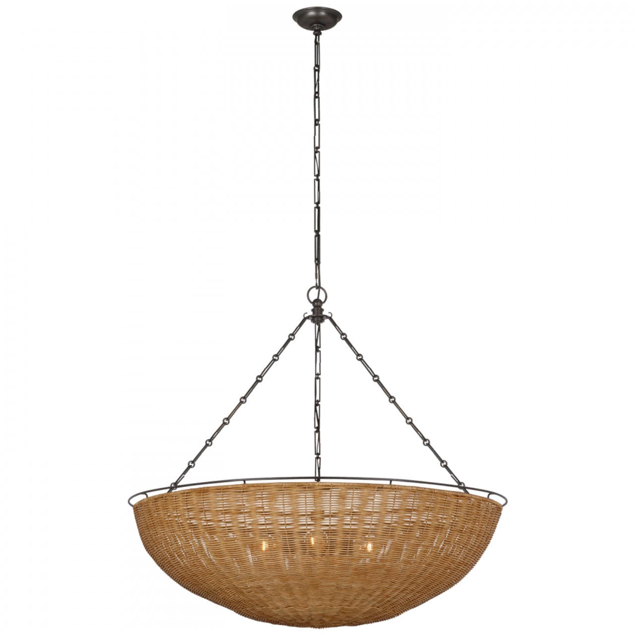 Clovis Extra Large Chandelier - Aged Iron and Natural Wicker