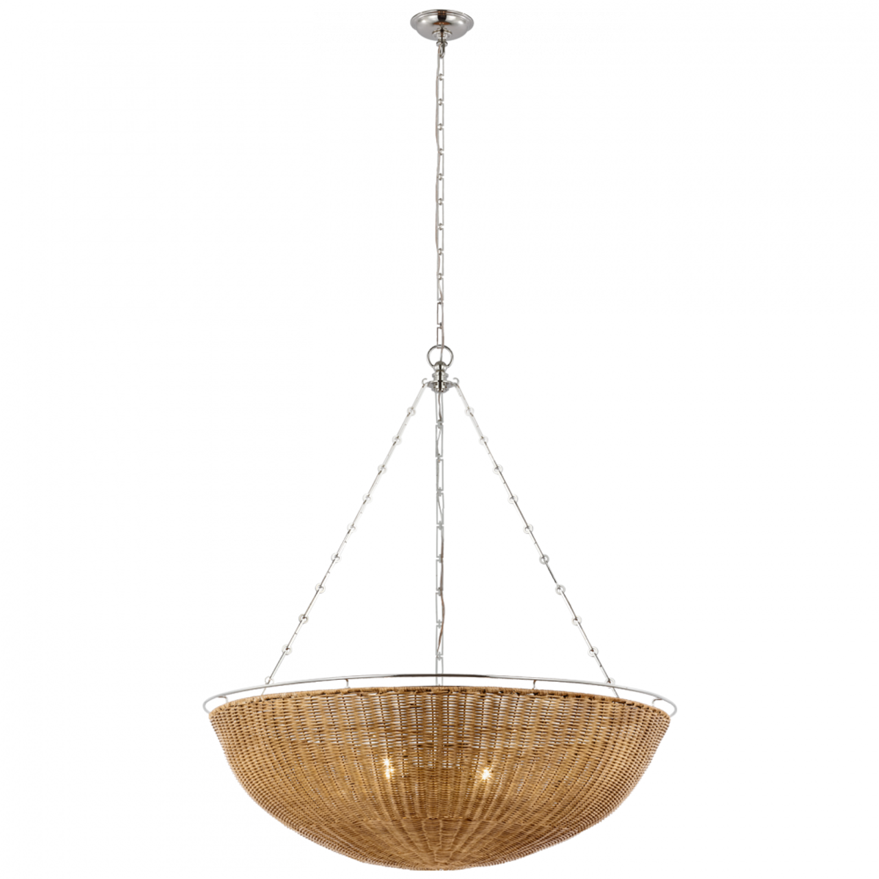 Clovis Extra Large Chandelier - Polished Nickel and Natural Wicker