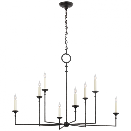 Rowen Grande Chandelier, 8-Light, Aged Iron, 52"W (CHC 5703AI CX32K)