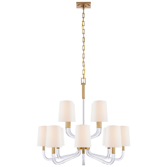 Reagan Medium Two Tier Chandelier, 12-Light, Antique-Burnished Brass, 37"W (CHC 5903AB/CG-L CQ0TF)