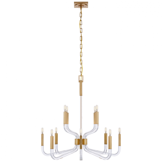 Reagan Medium Two Tier Chandelier, 12-Light, Antique-Burnished Brass, 32"W (CHC 5903AB/CG CQ0T9)