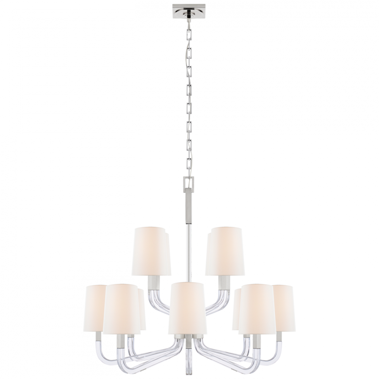 Reagan Medium Two Tier Chandelier, 12-Light, Polished Nickel and Crystal, 37"W (CHC 5903PN/CG-L CQ1NL)