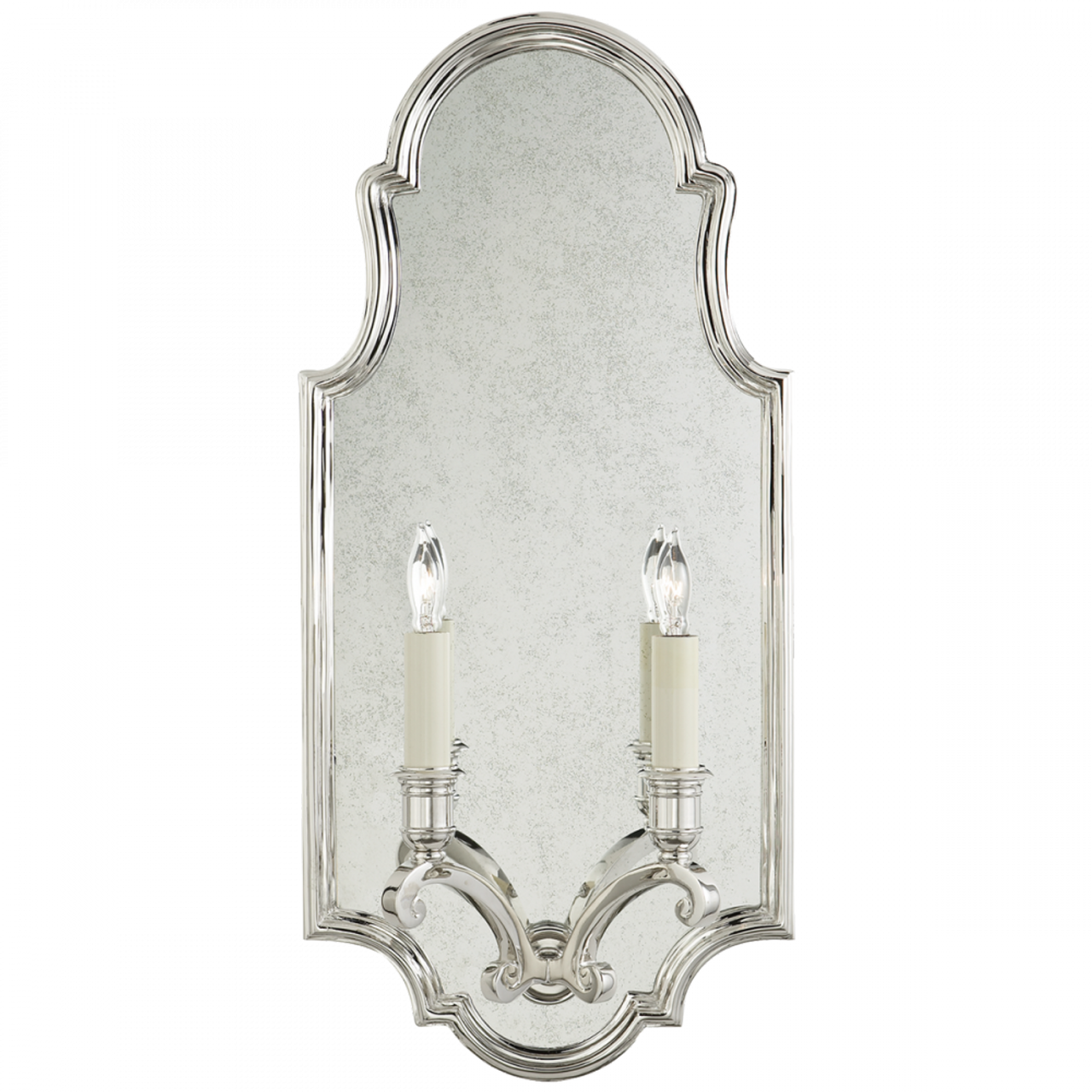 Sussex Medium Framed Double Wall Sconce, 2-Light, Polished Nickel, 20.5"H (CHD 1184PN 25U58)