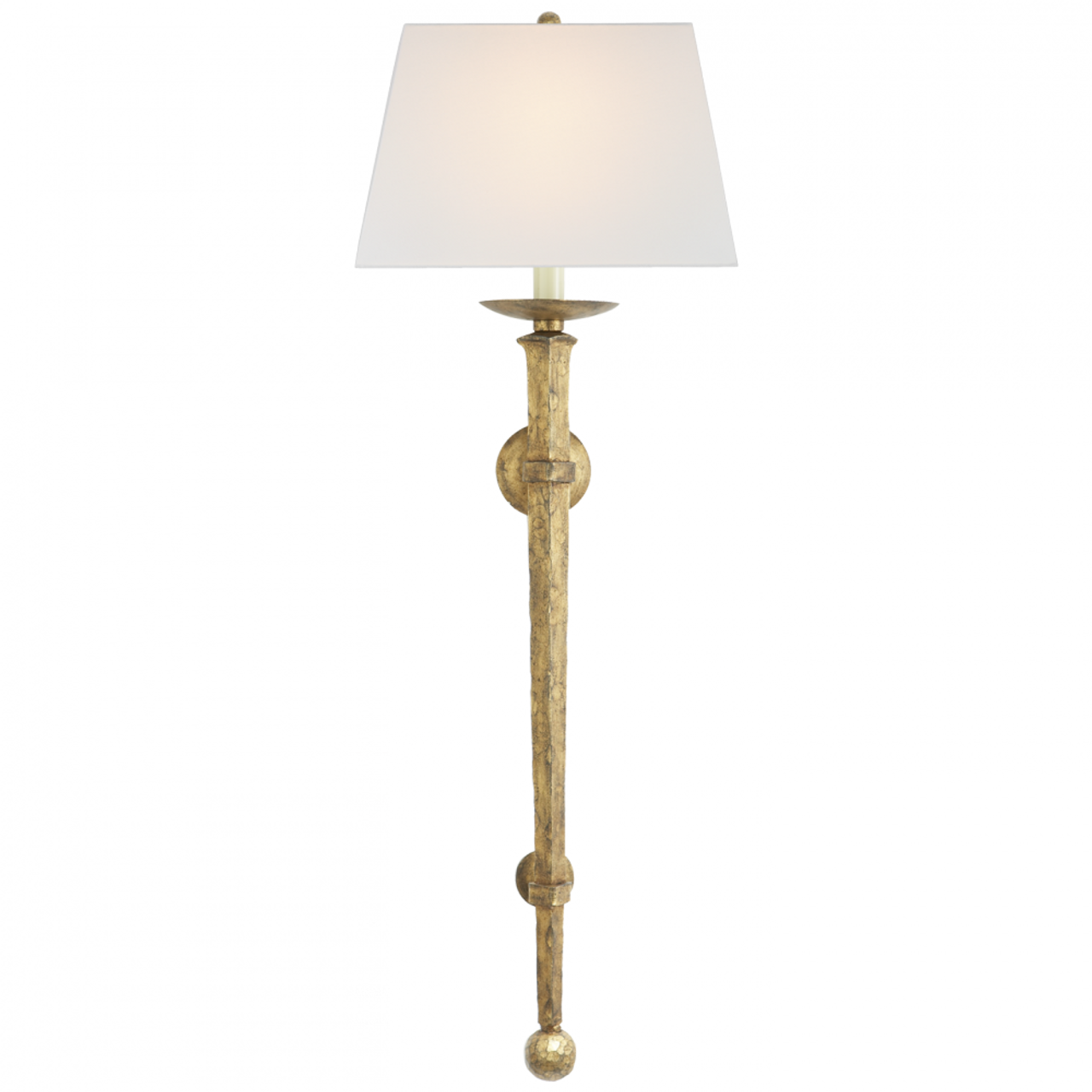 Long Long Iron Torch, 1-Light, Gilded Iron, Linen Shade, 36"H (CHD 1407GI-L D05NJ)