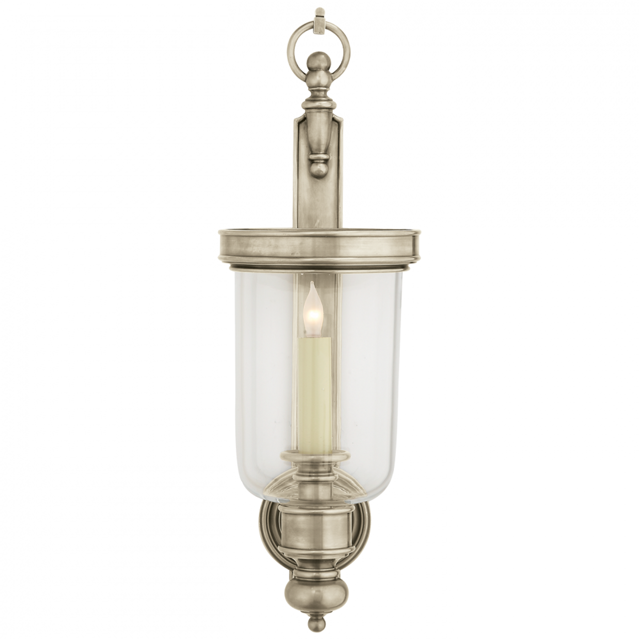 Georgian Small Hurricane Wall Sconce, 1-Light, Antique Nickel, 22"H (CHD 2102AN 2FW4H)