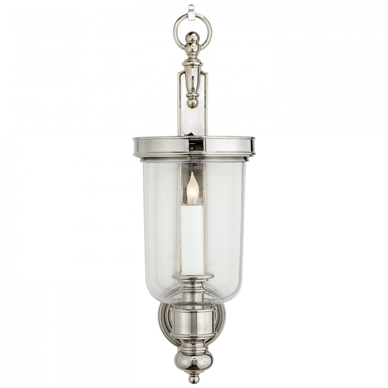 Georgian Hurricane Wall Sconce, 1-Light, Polished Nickel, Clear Glass, 22"H (CHD 2102PN 2FW4E)