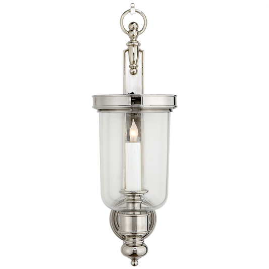 Georgian Hurricane Wall Sconce, 1-Light, Polished Nickel, Clear Glass, 22"H (CHD 2102PN 2FW4E)