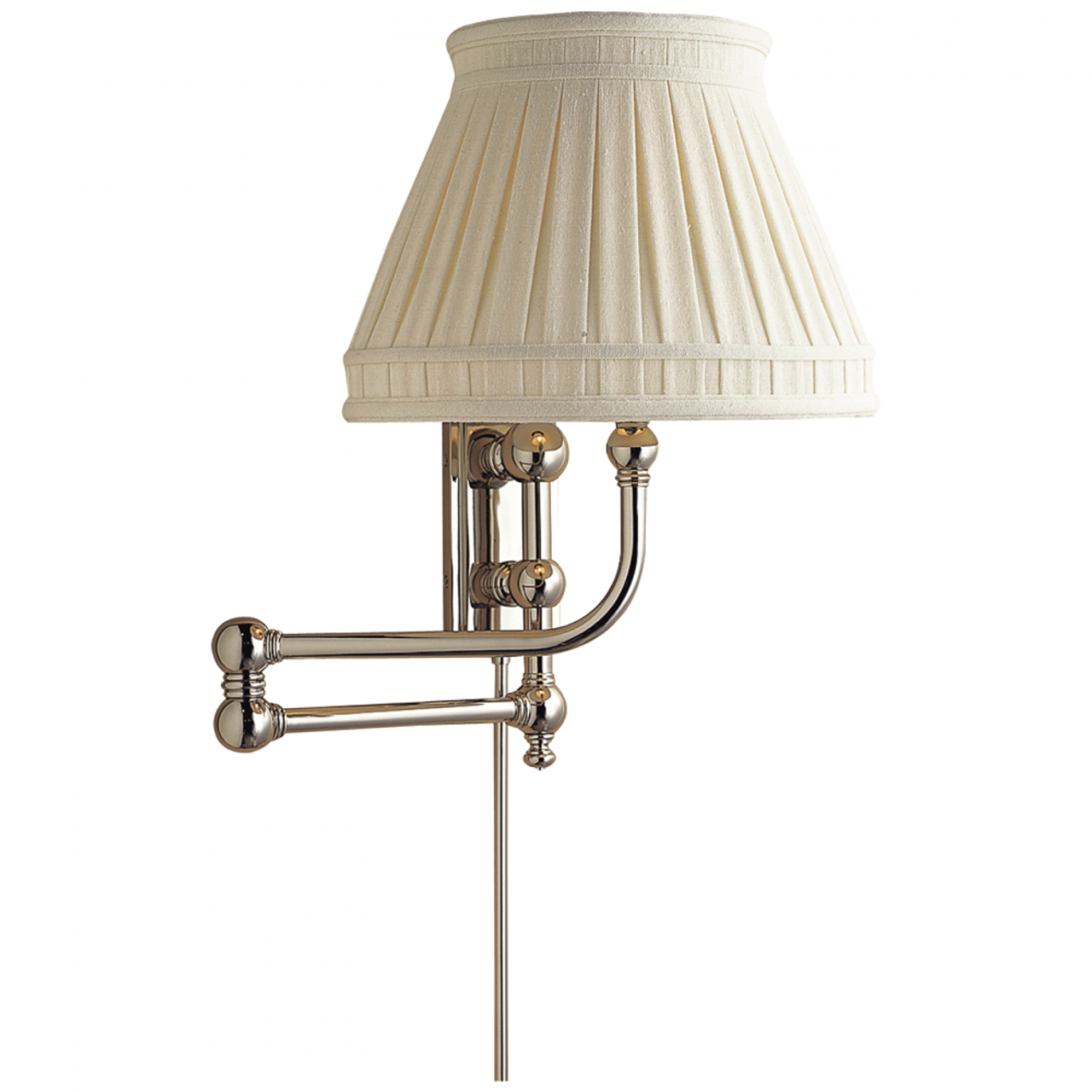 Pimlico Swing Arm Wall Lamp, 1-Light, Polished Nickel, Linen Collar Shade, 25.5"W (CHD 2154PN-LCC 25W1M)