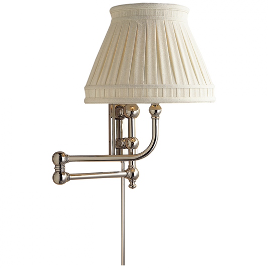 Pimlico Swing Arm Wall Lamp, 1-Light, Polished Nickel, Linen Collar Shade, 25.5"W (CHD 2154PN-LCC 25W1M)