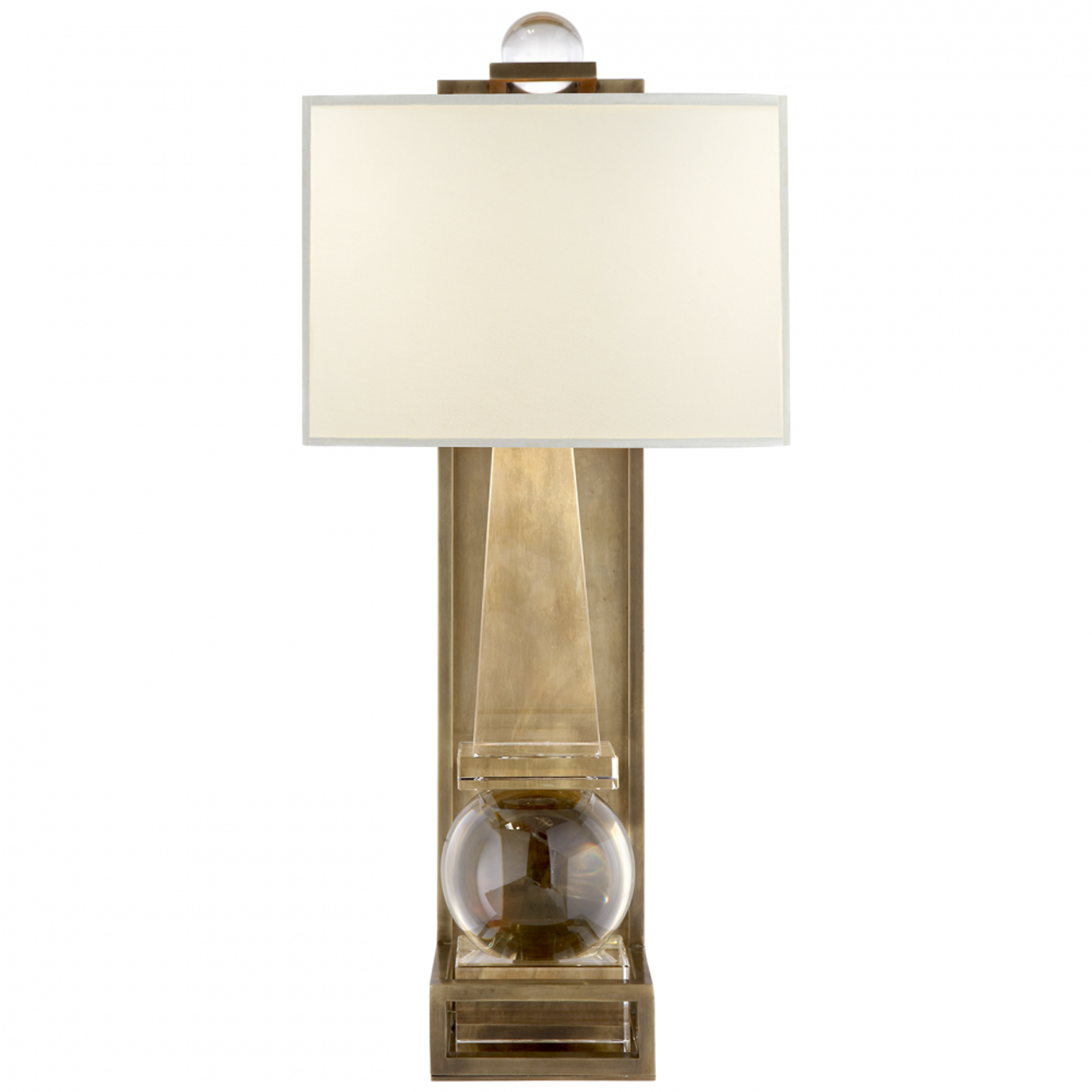 Paladin Obelisk Wall Sconce, 1-Light, Crystal, Brass, Natural Percale Shade, 25"H (CHD 2262CG/AB-PL 2UZUP)