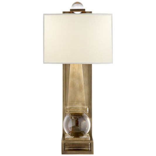 Paladin Obelisk Wall Sconce, 1-Light, Crystal, Brass, Natural Percale Shade, 25"H (CHD 2262CG/AB-PL 2UZUP)