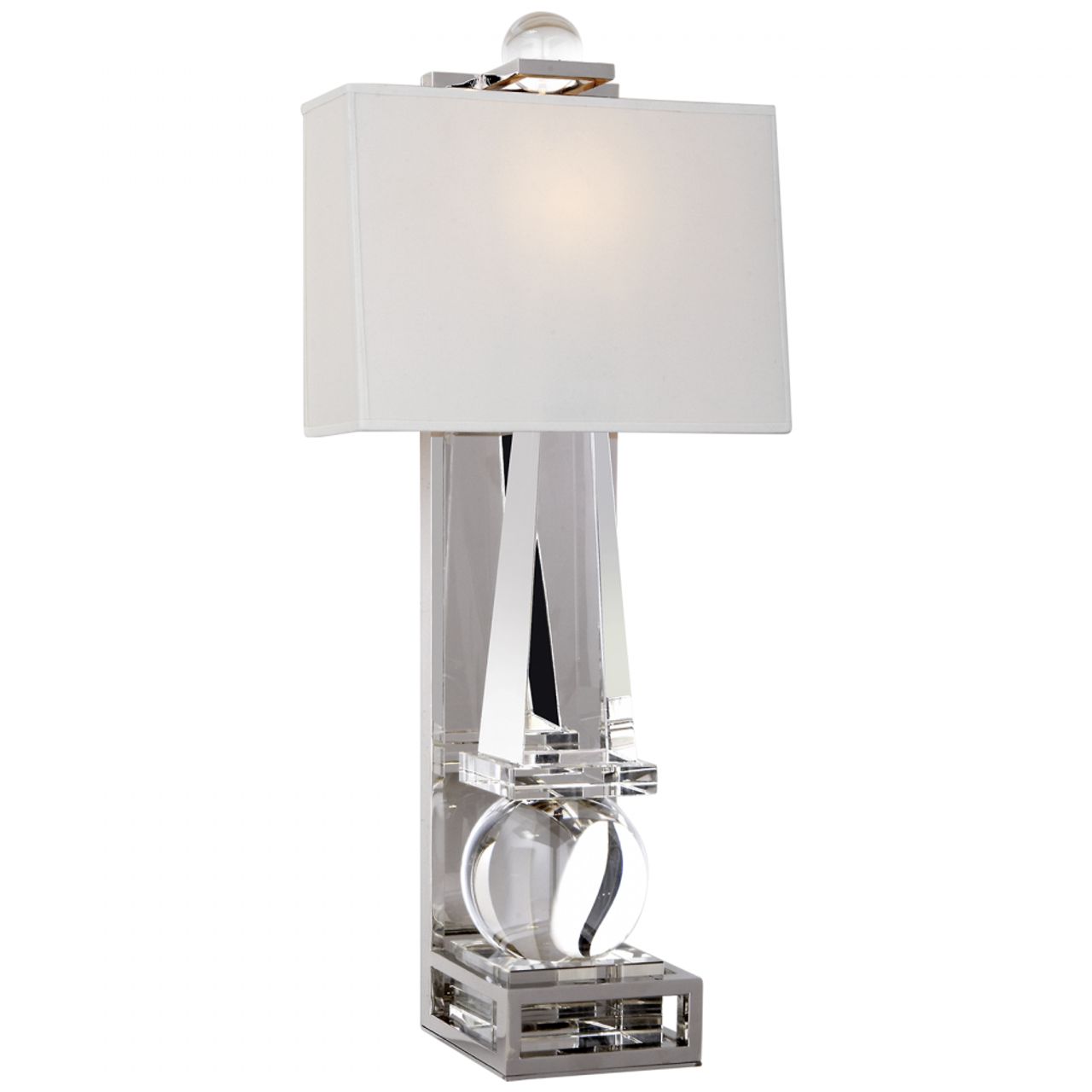 Paladin Obelisk Wall Sconce, 1-Light, Crystal, Polished Nickel, Natural Percale Shade, 25"H (CHD 2262CG/PN-PL 2UZUQ)