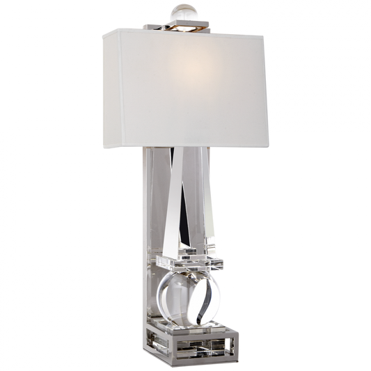 Paladin Obelisk Wall Sconce, 1-Light, Crystal, Polished Nickel, Natural Percale Shade, 25"H (CHD 2262CG/PN-PL 2UZUQ)