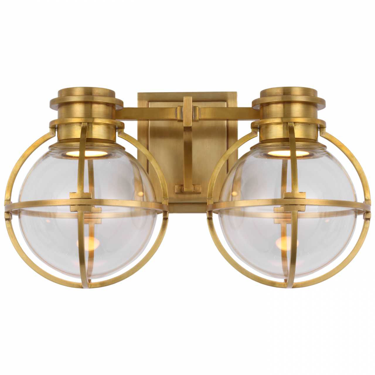 Gracie Double Wall Sconce, 1-Light, LED, Antique-Burnished Brass, 8.75"H (CHD 2482AB-CG CU3DD)