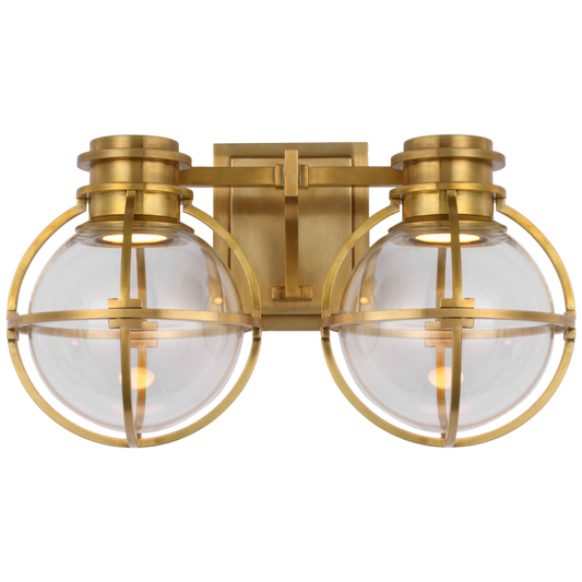 Gracie Double Wall Sconce, 1-Light, LED, Antique-Burnished Brass, 8.75"H (CHD 2482AB-CG CU3DD)