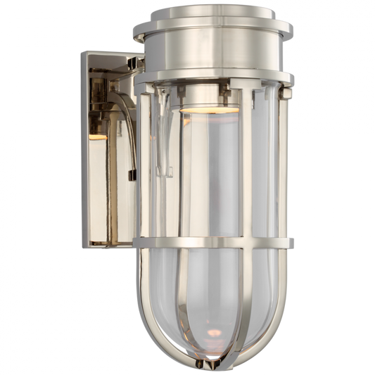 Gracie Wall Sconce, Bracketed, LED, Polished Nickel, Clear Glass, 10.5"H (CHD 2485PN-CG CU0G9)