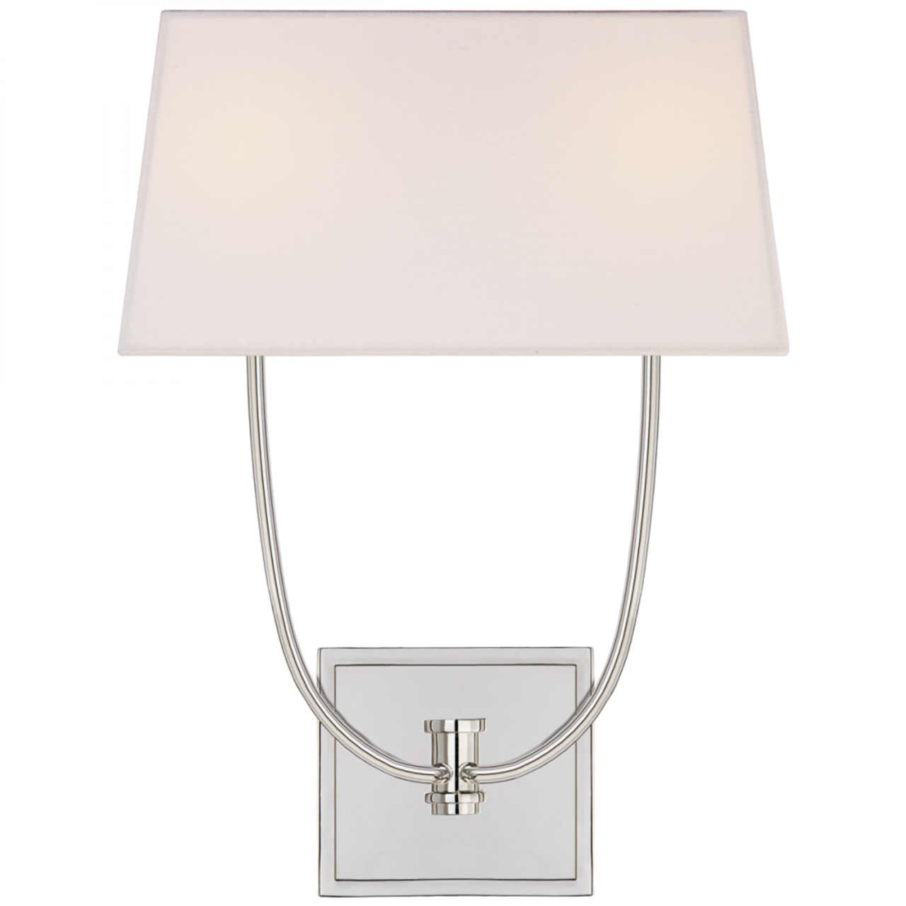 Venini Wall Sconce, 2-Light, Polished Nickel, Linen Rectangle Shade, 18"H (CHD 2621PN-L CLW4K)