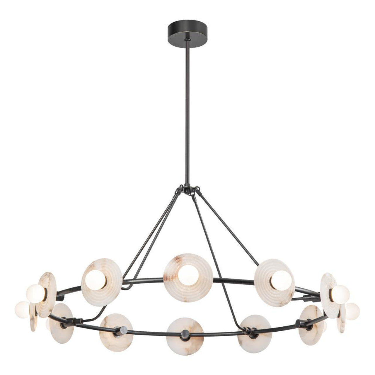 Dahlia Chandelier, 1-Light, LED, Urban Bronze, Alabaster, 46.5"D (CH346046UBAR 7072XJN)