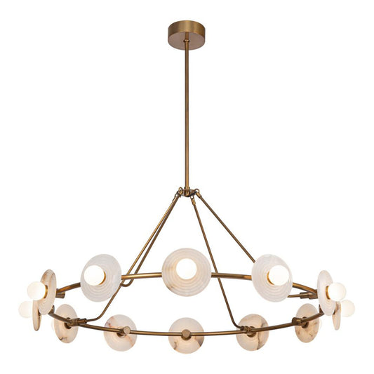 Dahlia Chandelier, 1-Light, LED, Vintage Brass, Alabaster, 46.5"D (CH346046VBAR 7072XLR)