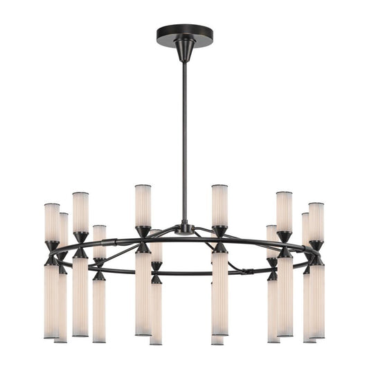 Edwin Chandelier, 1-Light, LED, Urban Bronze, Frosted Ribbed Glass, 37.5"D (CH348038UBFR 7072XKJ)