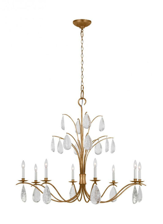 Shannon Chandelier, 8-Light, Antique Gild, Textured Crystal Drop Shade, 44.5"W (CC1598ADB 706X47X)