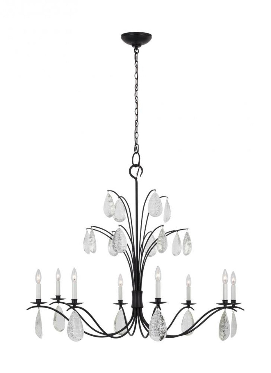 Shannon Chandelier, 8-Light, Aged Iron, Textured Crystal Drop Shade, 44.5"W (CC1598AI 706X47Y)