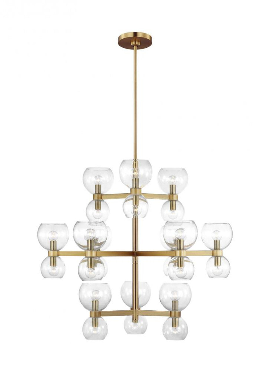 Londyn Chandelier, 24-Light, Burnished Brass with Clear, Clear Shade, 36.5"W (KSC10124BBSCG 706X192)