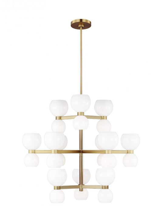 Londyn Chandelier, 24-Light, Burnished Brass with Milk , Milk White Shade, 36.5"W (KSC10124BBSMG 706X193)