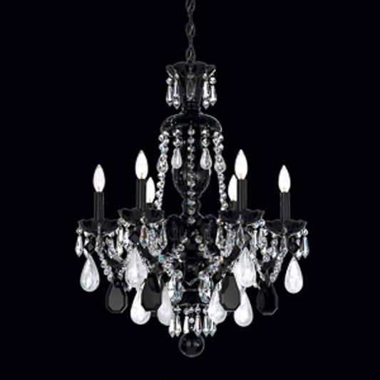 Hamilton Rock Crystal Chandelier, 6-Light, Jet Black, Jet Black Rock Crystal, 22"W (5535BK M35NQ)