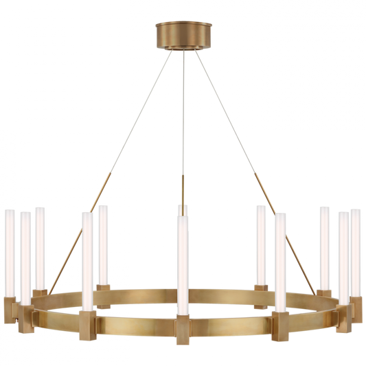 Mafra Large Chandelier, 1-Light, LED, Hand-Rubbed Antique Brass, 36"W (IKF 5360HAB-WG CX50X)