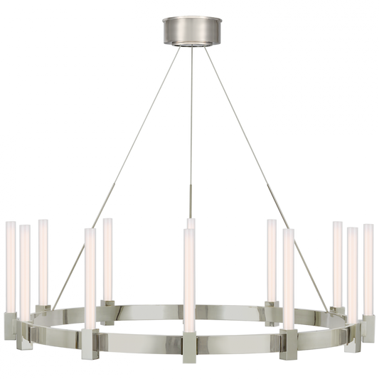 Mafra Large Chandelier, 1-Light, LED, Polished Nickel, 36"W (IKF 5360PN-WG CX4ZN)