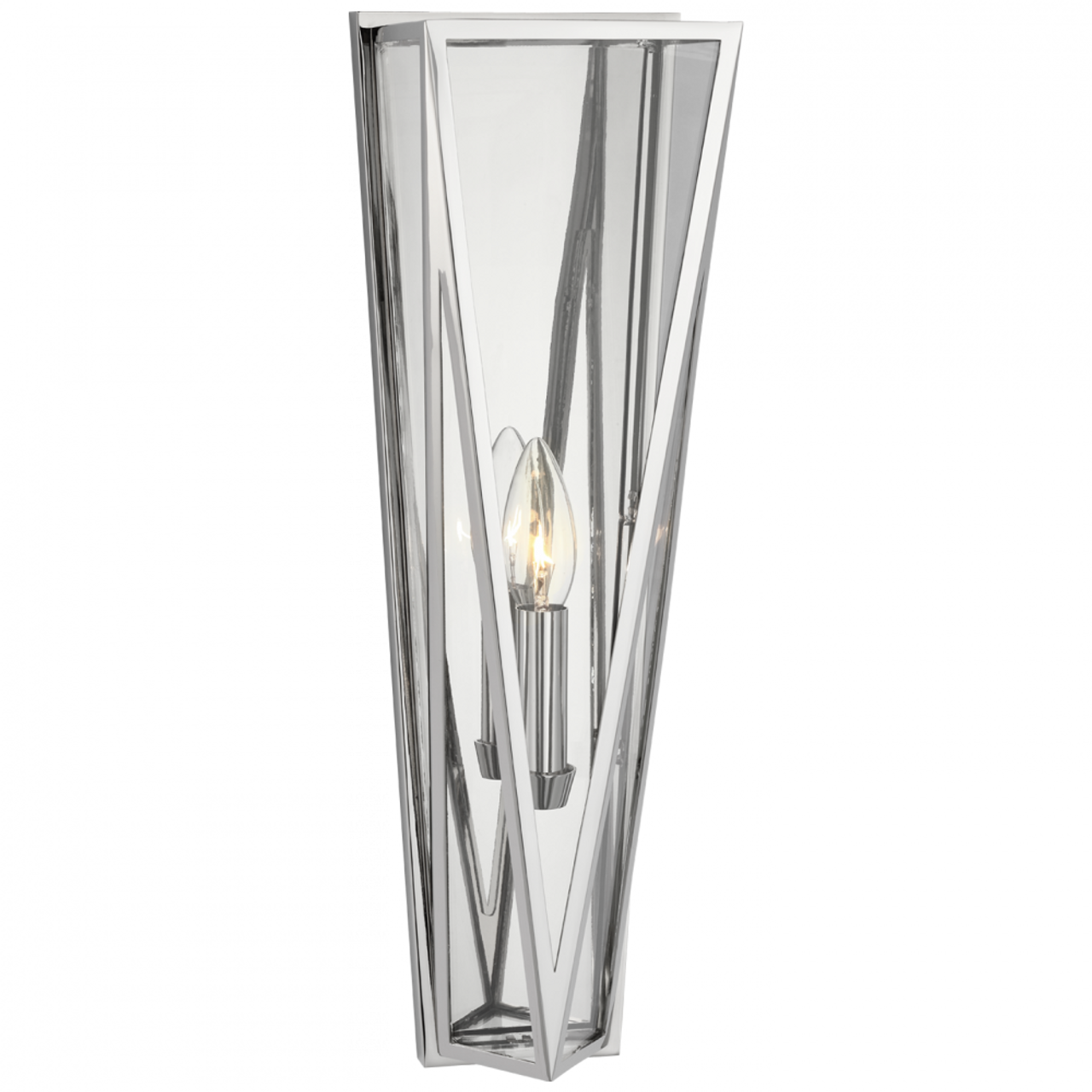 Lorino Medium Wall Sconce, 1-Light, Polished Nickel, 17.75"H (JN 2240PN-CG CX14Y)