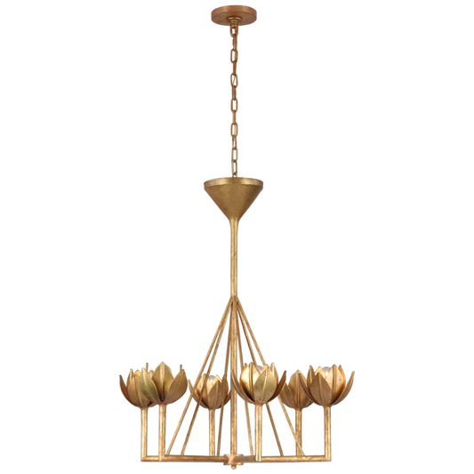 Alberto Chandelier, 6-Light, Antique Gold Leaf, 30"W (JN 5003AGL CM12R)