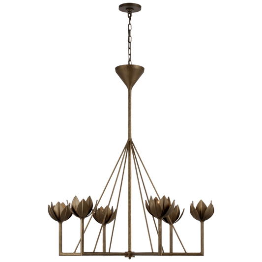 Alberto Large Single Tier Chandelier - Antique Bronze Leaf