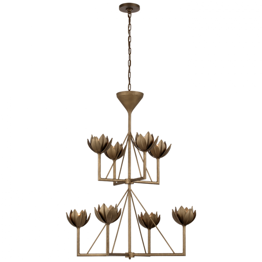 Alberto Medium Two Tier Chandelier - Antique Bronze Leaf