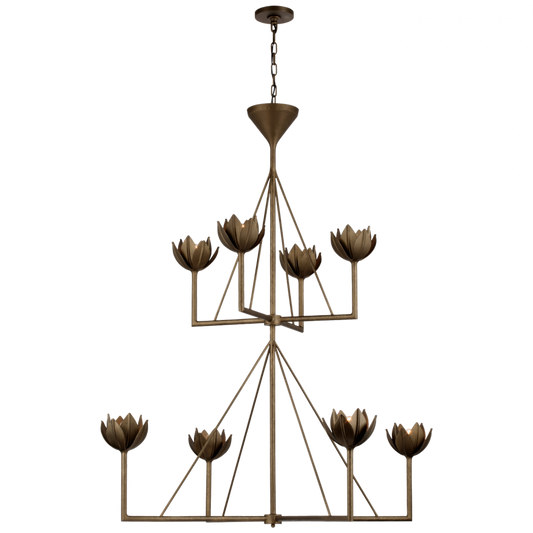 Alberto Large Two Tier Chandelier - Antique Bronze Leaf